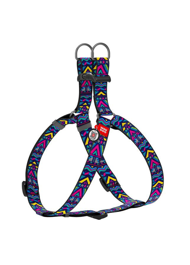 Шлея для собак WAUDOG Nylon з QR паспортом, малюнок "Інді", пластиковий фастекс, Ш 25 мм, Дов 60-85 см No Brand (363201469)