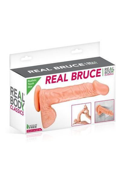 Фаллоимитатор на присоске - Real Bruce Flesh, TPE, диаметр 4,2 см Real Body (369946542)