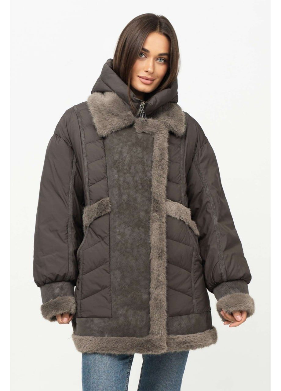 Кофейный зимний Пуховик аляска Mishele