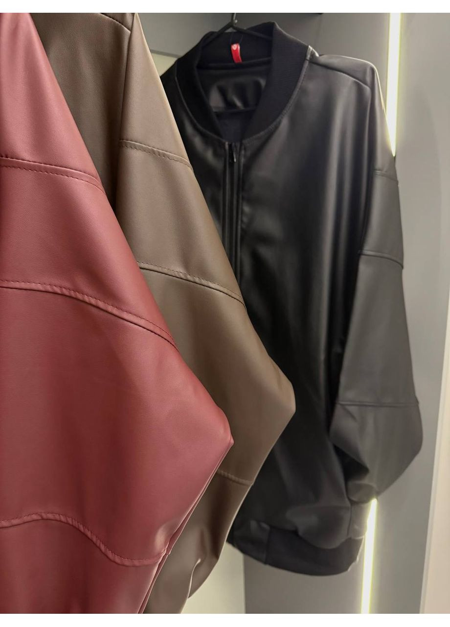 Женский кожаный бомбер оверзайз Україна на молнии (361071487)