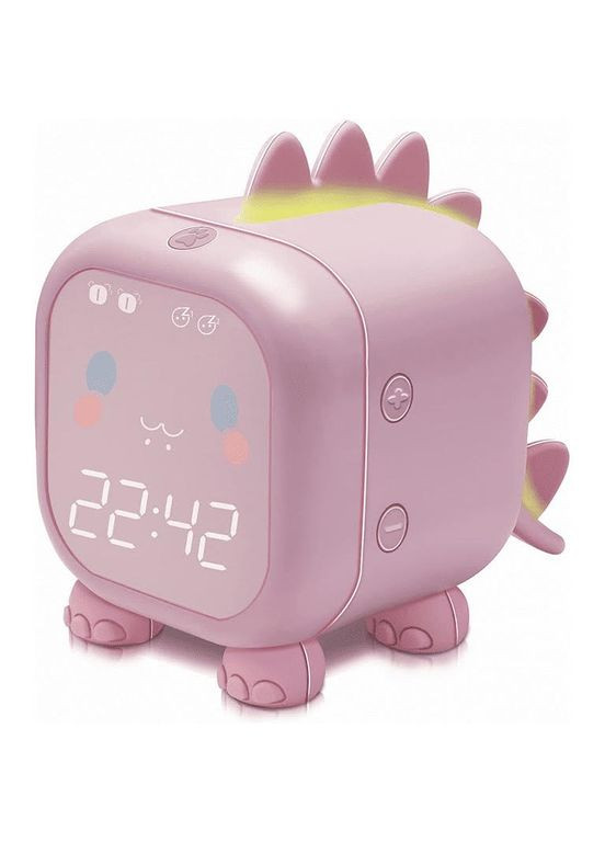 Детские часы с будильником Динозаврик, перезаряжаемый ночник с сенсорным управлением Розовий Clockhouse (300583406)