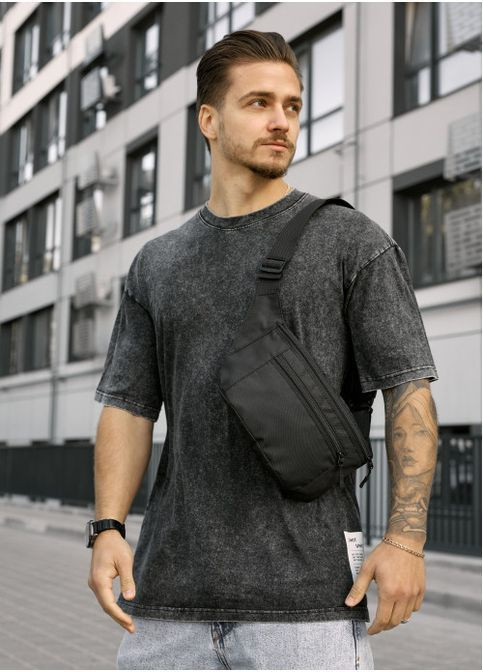Мужская тканевая поясная сумка бананка Черная (2938038617) Sambag (366036765)