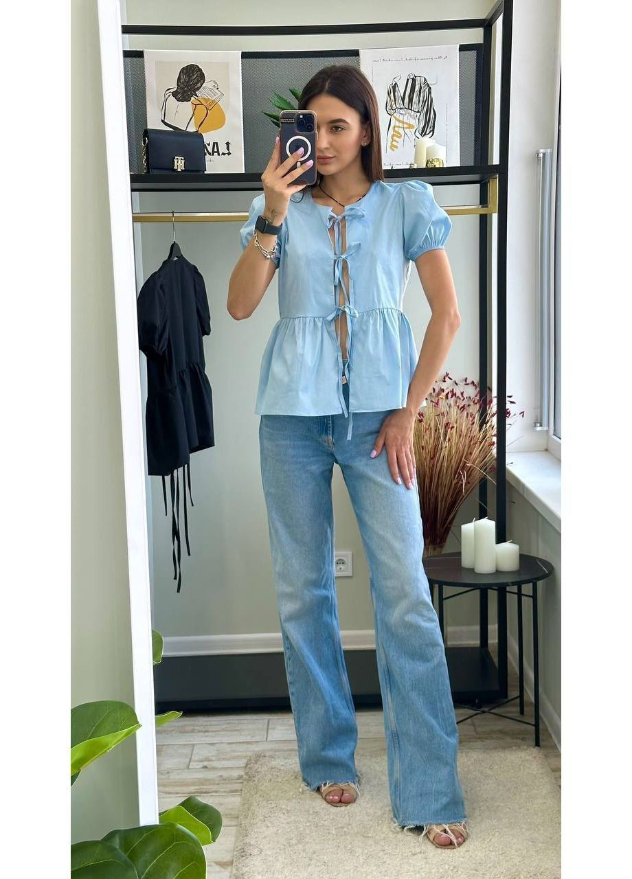 Голубая женская блузка No Brand