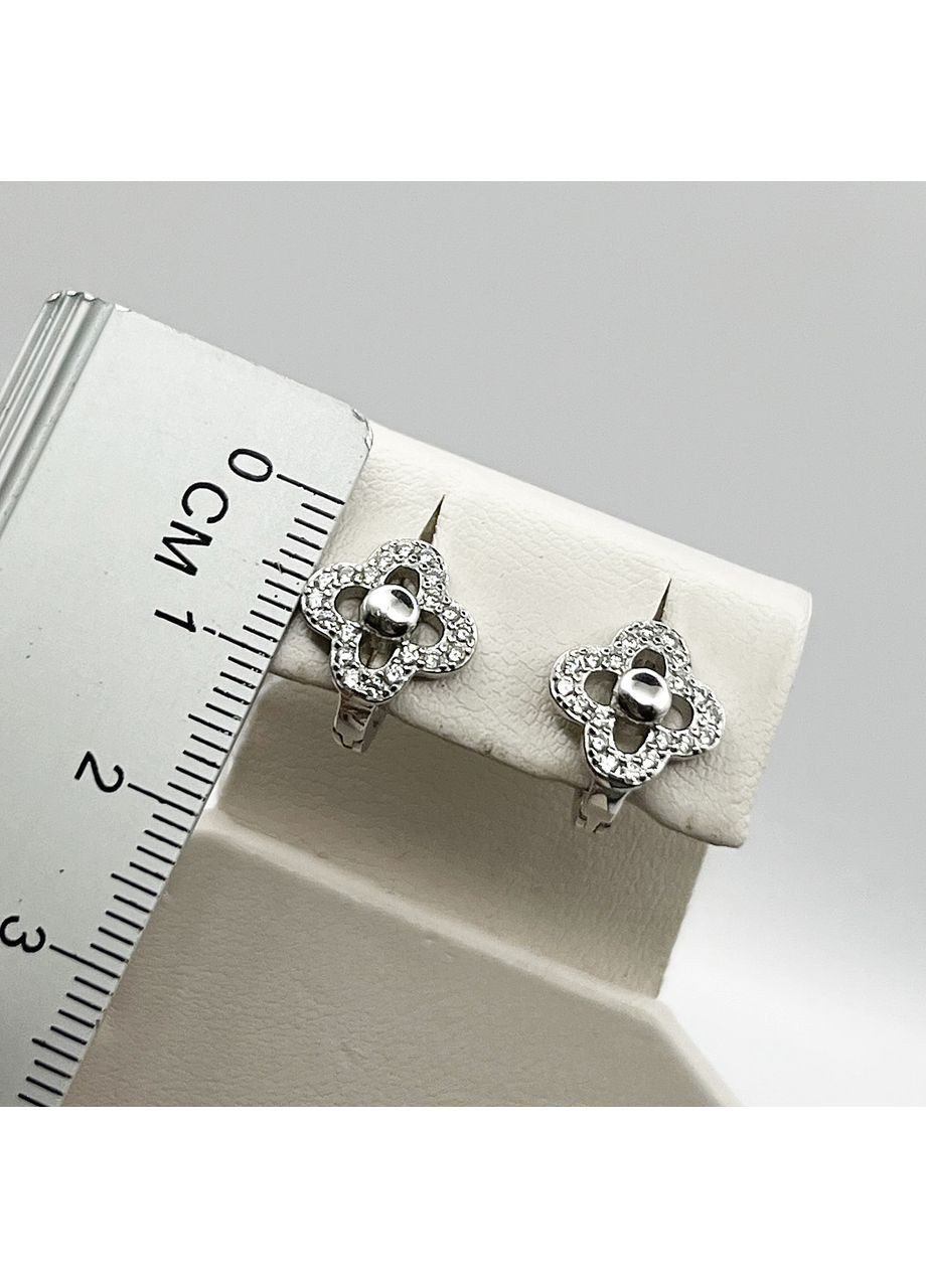 Сережки срібні з кубічним цирконієм "Конюшина" 2,84 г No Brand (369737583)