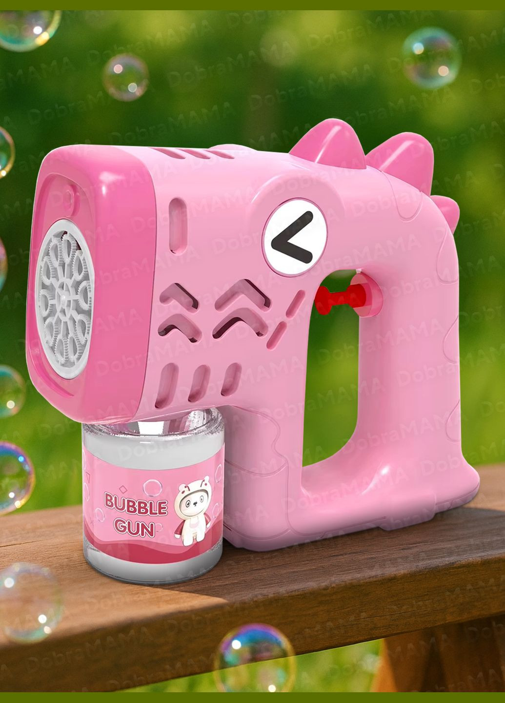 Пістолет для бульбашок дитячий генератор мильних бульбашок на батарейках з підсвічуванням розчином Зелений 73634 DobraMAMA (331647791)