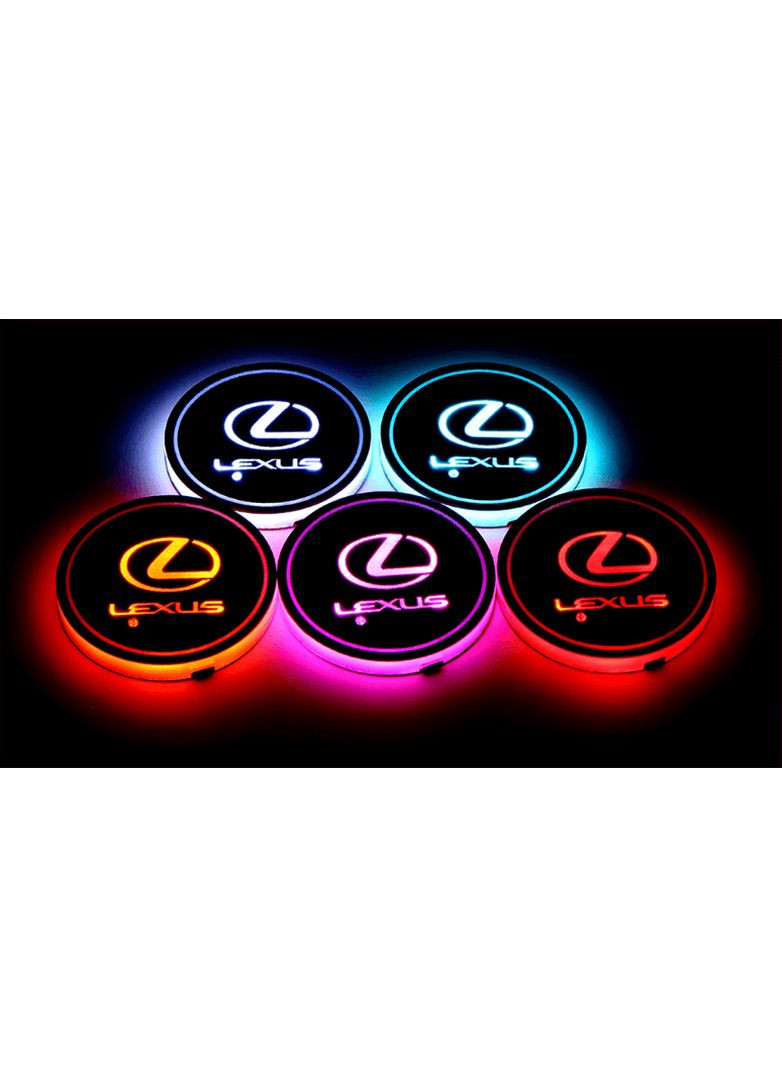 Підсвічування підсклянника RGB в авто з логотипом автомобіля (к-кт 2 шт.) Lexus (360949519)