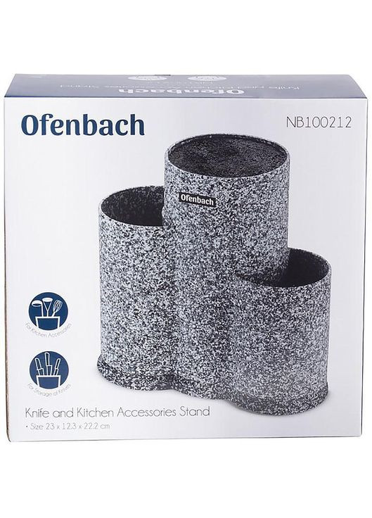 Подставка-бревно Grey Marble для кухонных ножей 23х13х22см, тройная круглая Ofenbach (330020491)