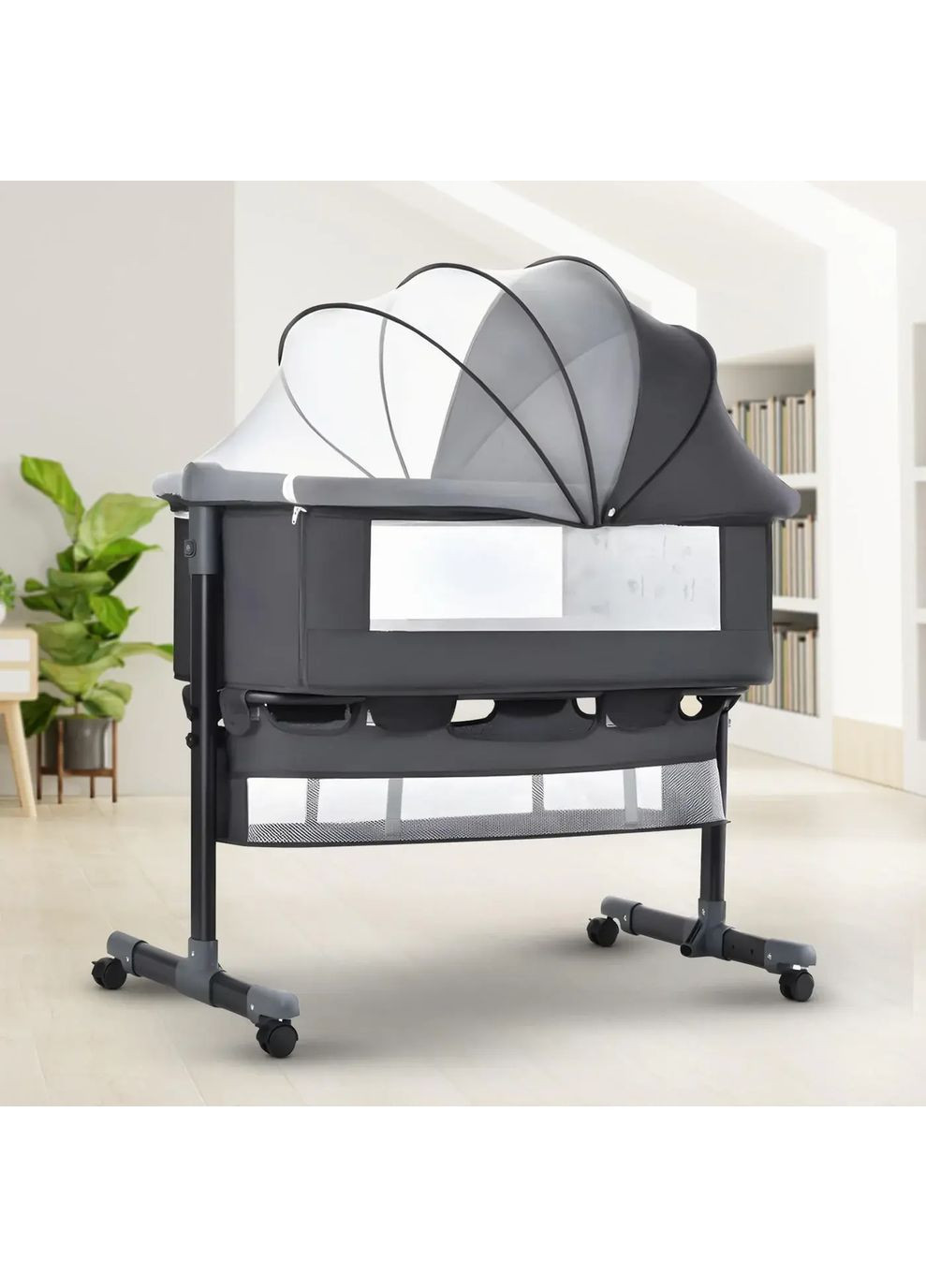 Багатофункціональне дитяче приставне ліжечко-гойдалка з пеленалним столиком Gemei (367074204)