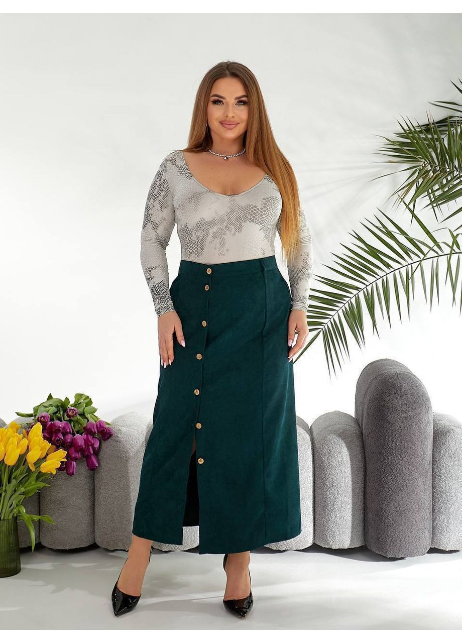 Жіноча спідниця з мікровельвету з розпіркою на ґудзиках – Заміри в описі DK/DL Мода без кордонів (366281243)