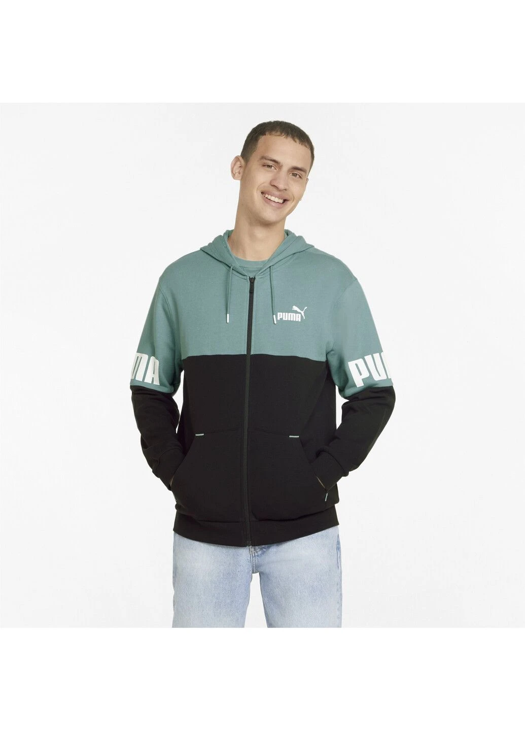 Синя демісезонна толстовка power full-zip men's hoodie Puma