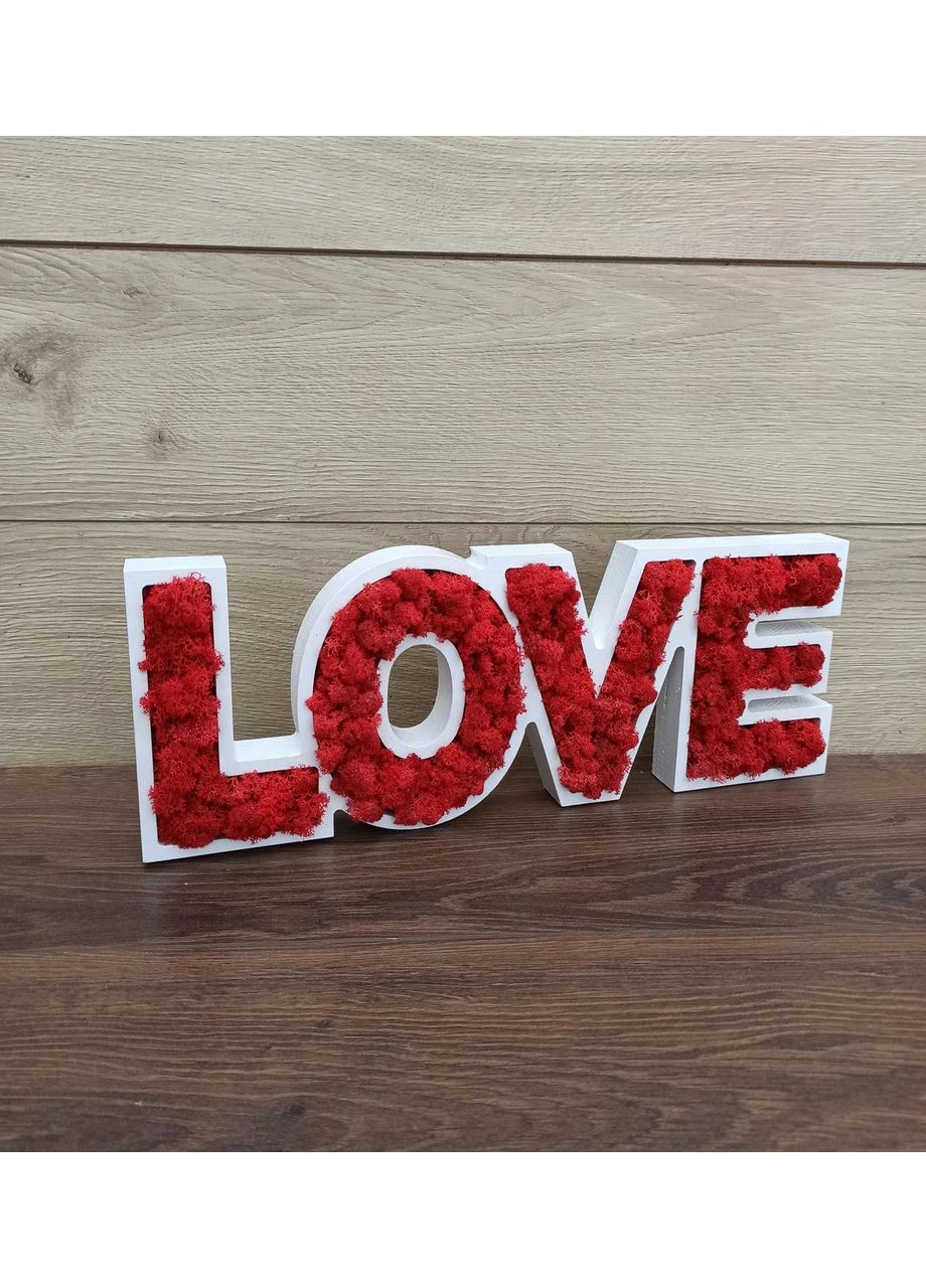 Слово лав "love", буквы лав из дерева и мха - декор и подарок ко дню святого Валентина, свадьбы No Brand (390372249)