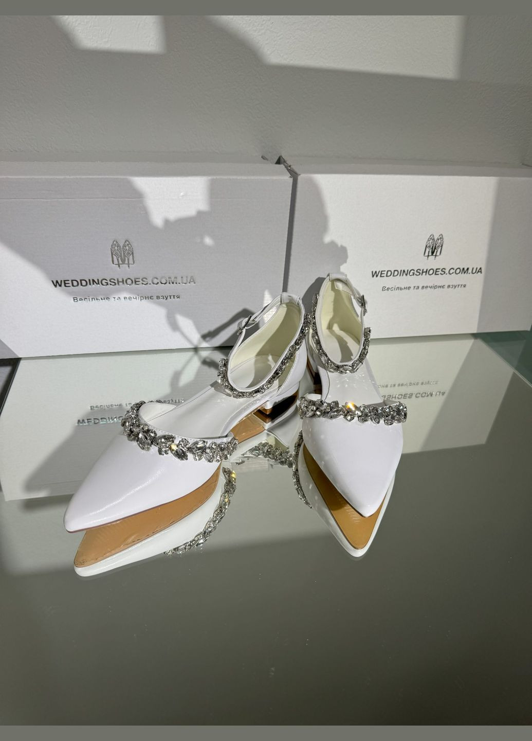 Женские свадебные женские балетки для невесты с камнями. | белые камни искусственная кожа (322414602)