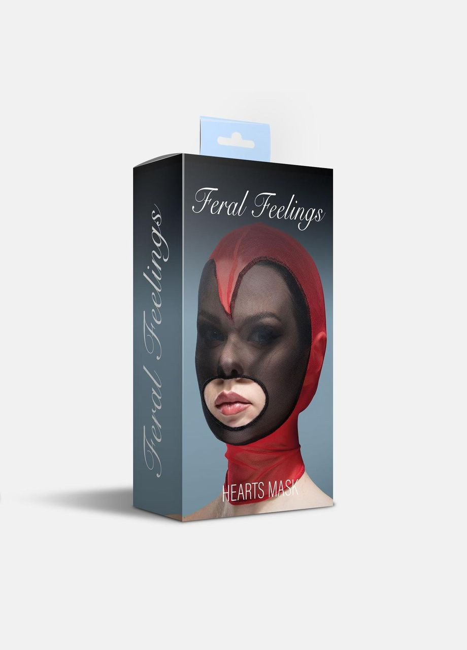 Маска сердце сетка с открытым ртом Feral Feelings - Hearts Mask Red/Black No Brand (303889232)