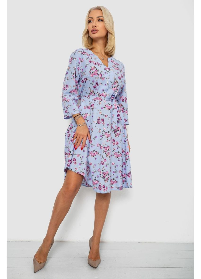 Голубое платье софт с принтом,, 230r0032-5 Ager