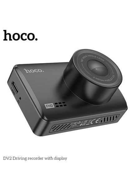 Автомобильный видеорегистратор DV2 на лобовое стекло в авто Driving recorder with display Black Hoco (316675726)