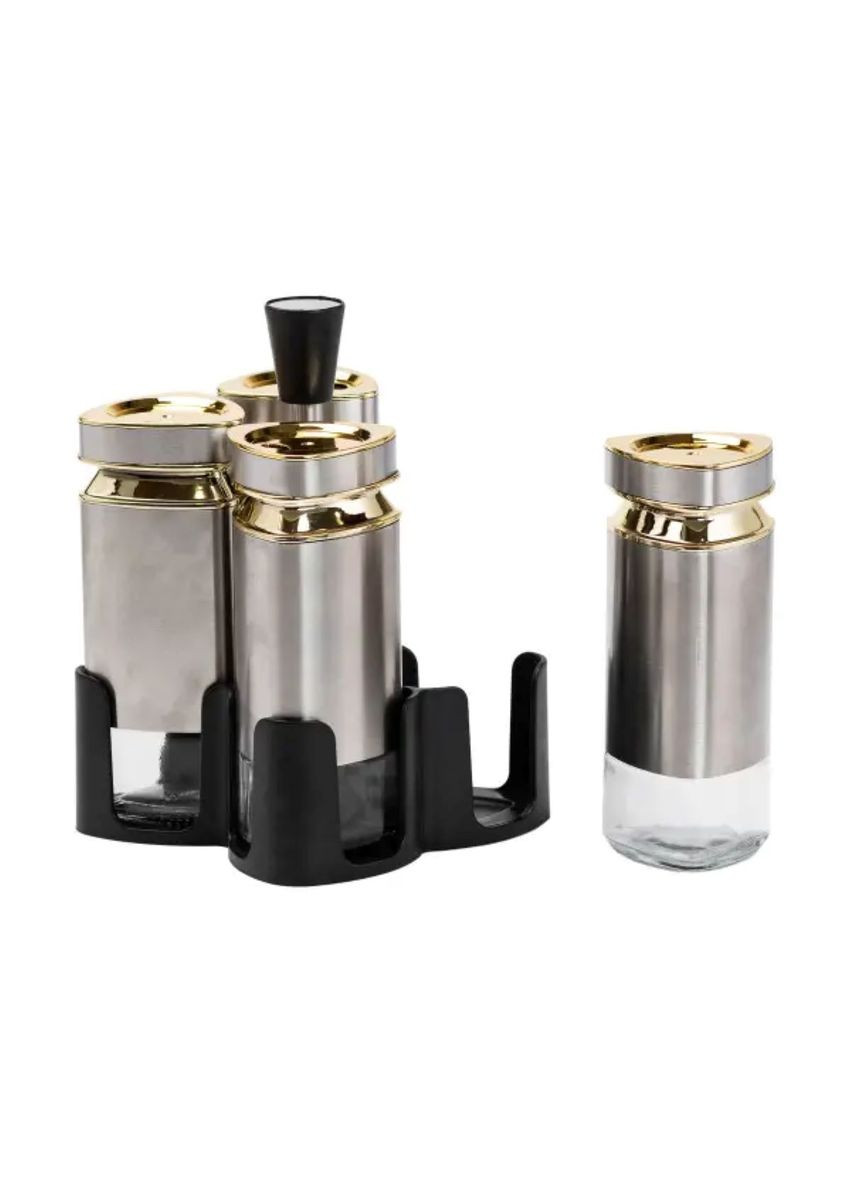 Набор для специй 4 емкости 120 мл стеклянные банки с подставкой для кухни организатор для хранения специй ProDobro (364190999)