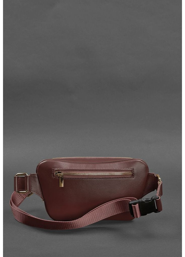 Кожаная поясная сумка-бананка Трапеция бордовая BlankNote (348359366)