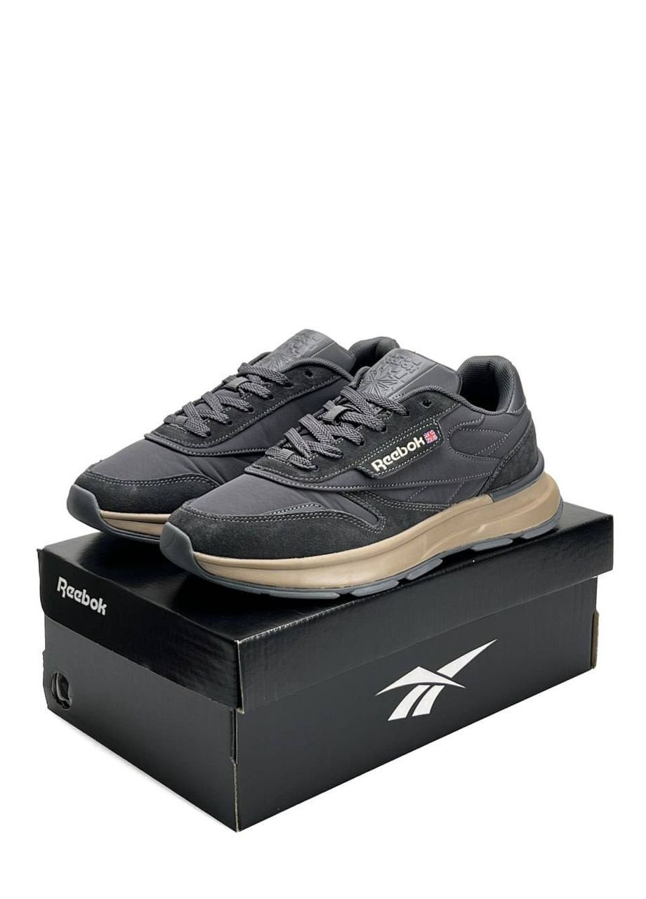 Темно-сірі Осінні кросівки чоловічі reebok No Brand Classic Black Brown Grey