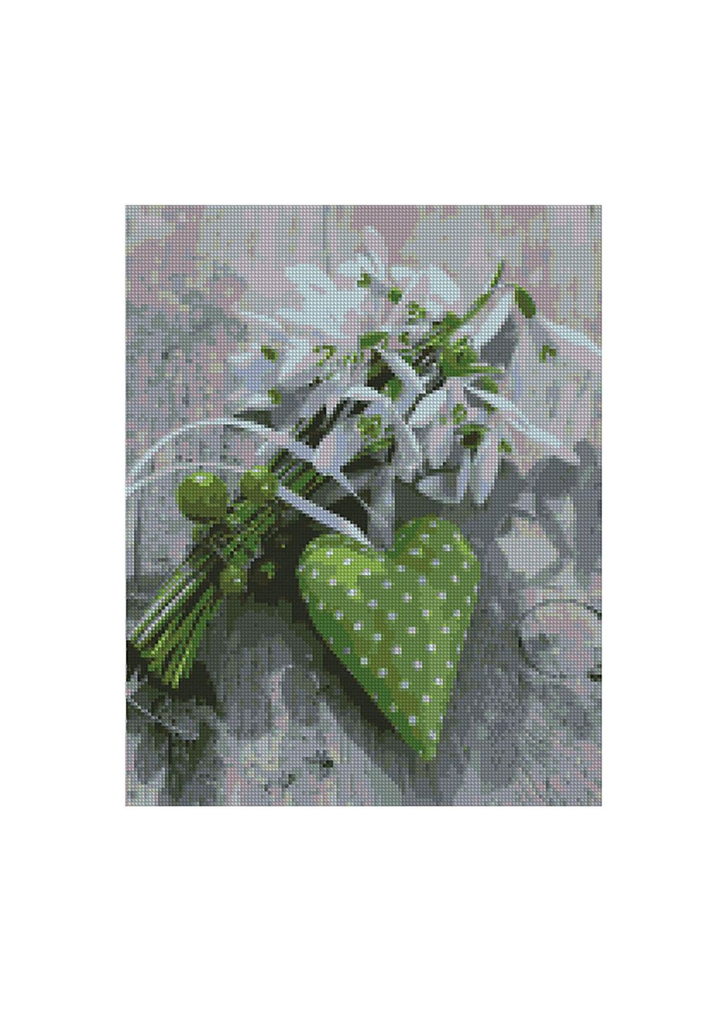 Алмазна мозаїка Зелене серце см для рукоділля картина зі стразами Strateg (369761434)