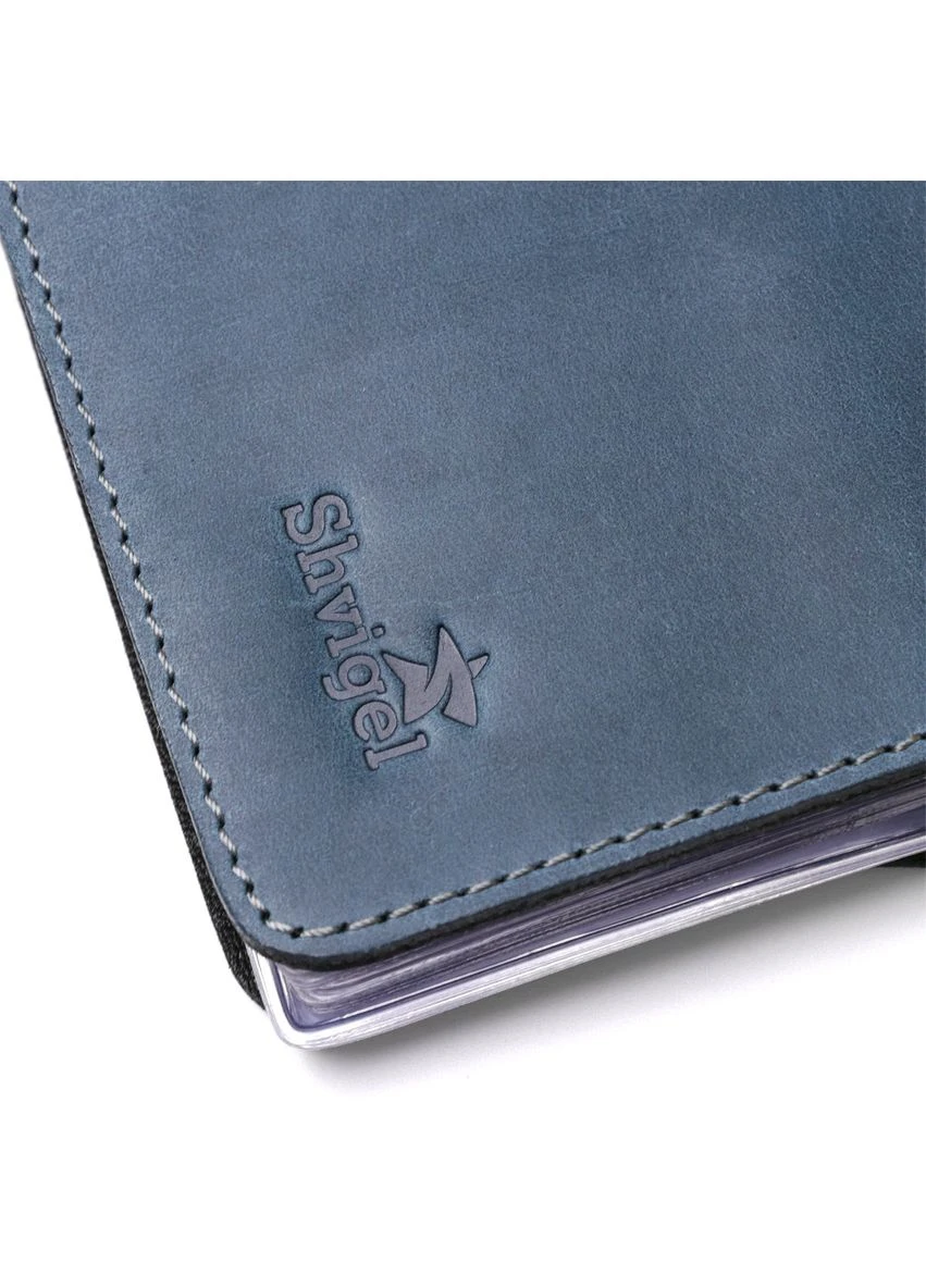 Візитниця Велика 13906 Шкіряна Синя Візитівка Seli Shvigel (393178985)