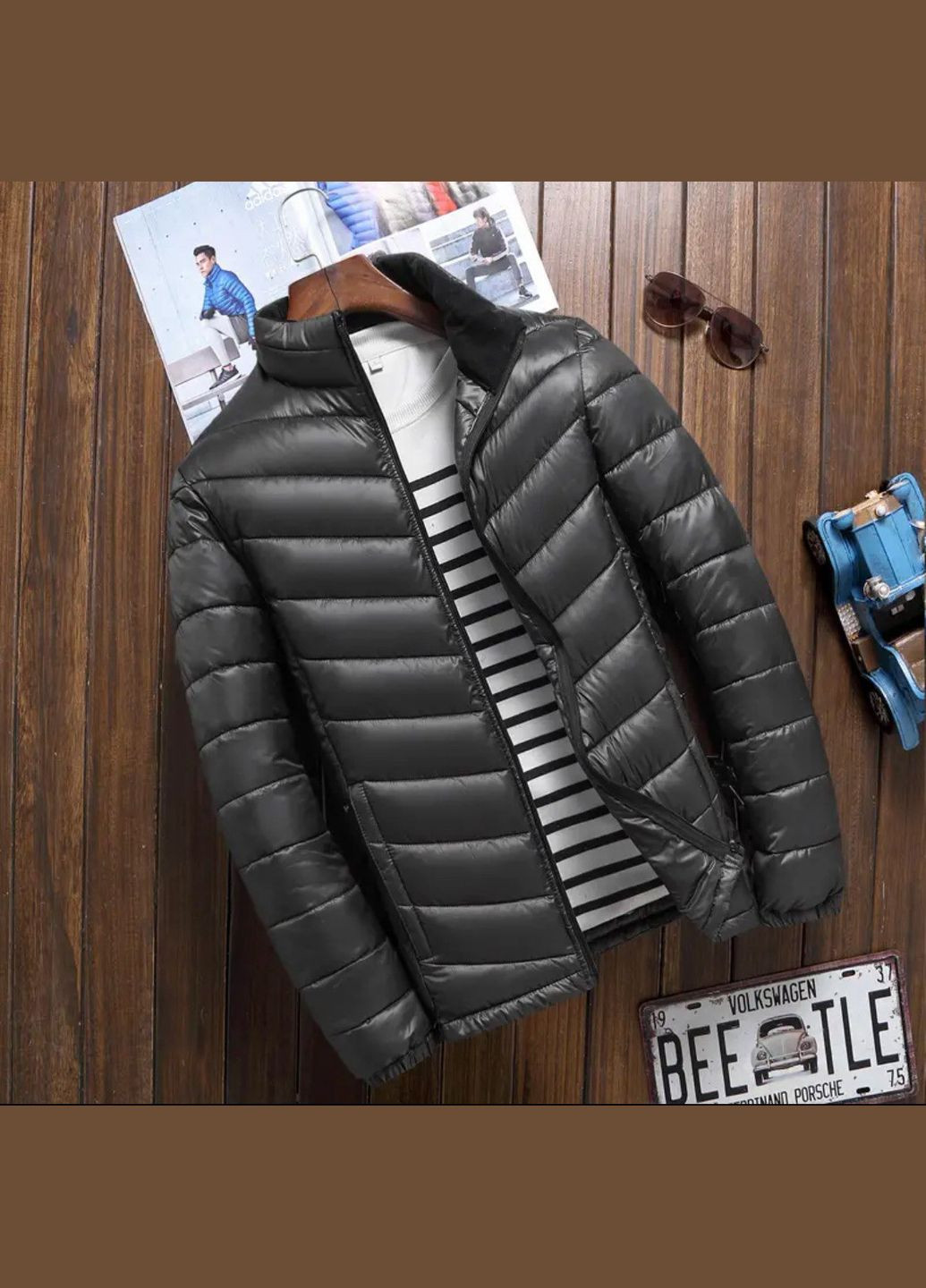 Чорна куртка чоловіча демісезонна No Brand