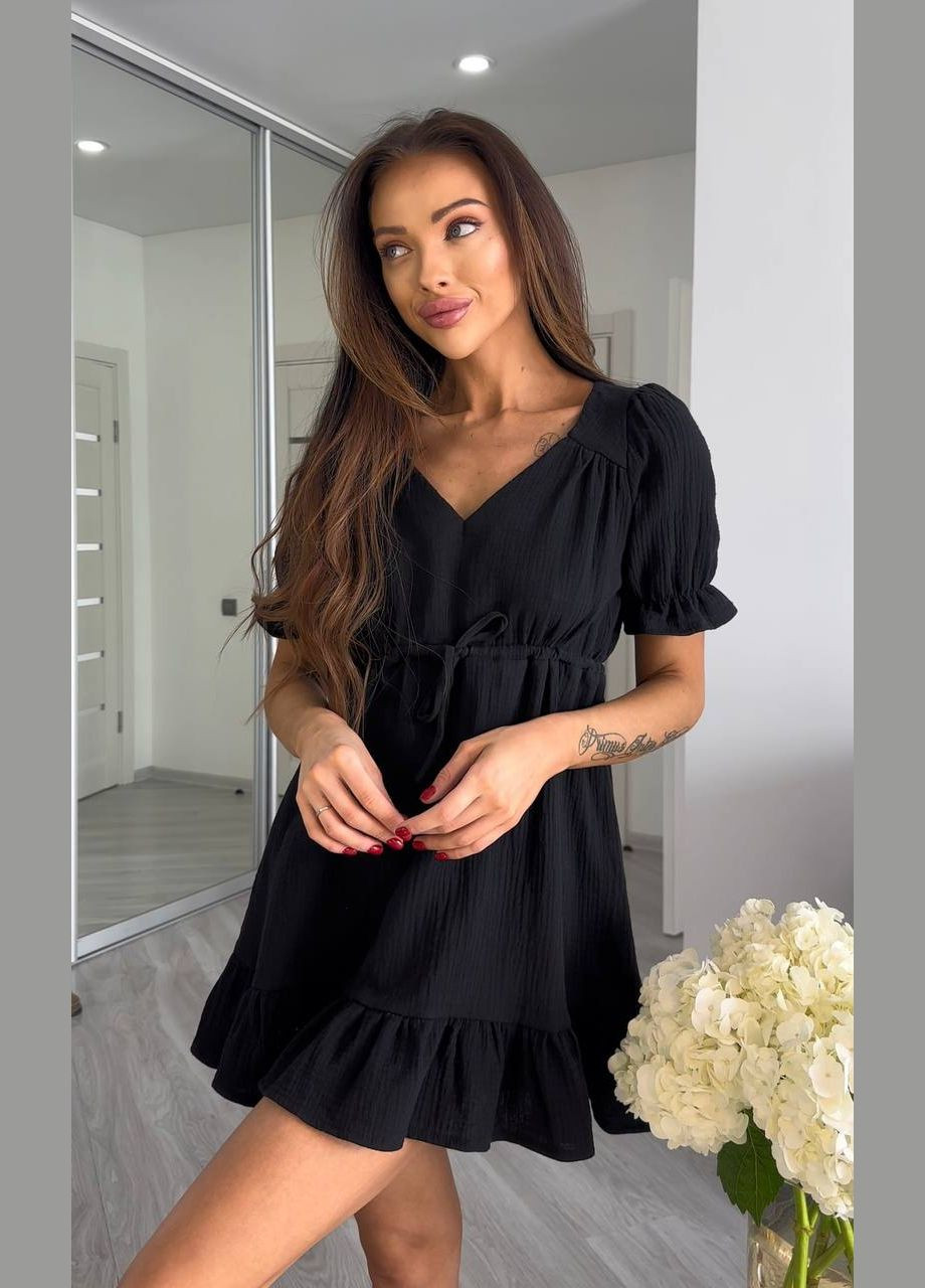 Черное повседневный, праздничный женское платье из муслина Avanti однотонное