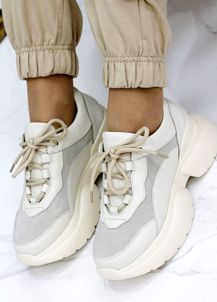 Жіночі кросівки з натуральної шкіри (хутро) бежевого кольору 35837 Fashion бежеві зими (367111388)