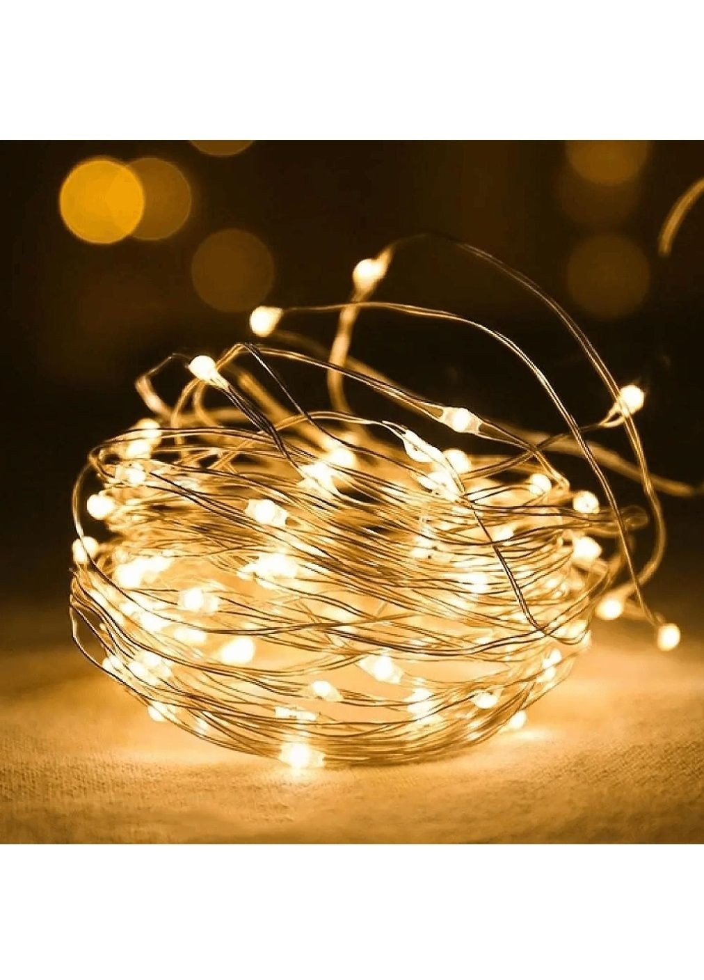 Світлодіодна внутрішня кімнатна гірлянда нитка роса з живленням від USB батарейок мідним дротом 5 м (478664-Prob) Тепла біла Unbranded (308133587)