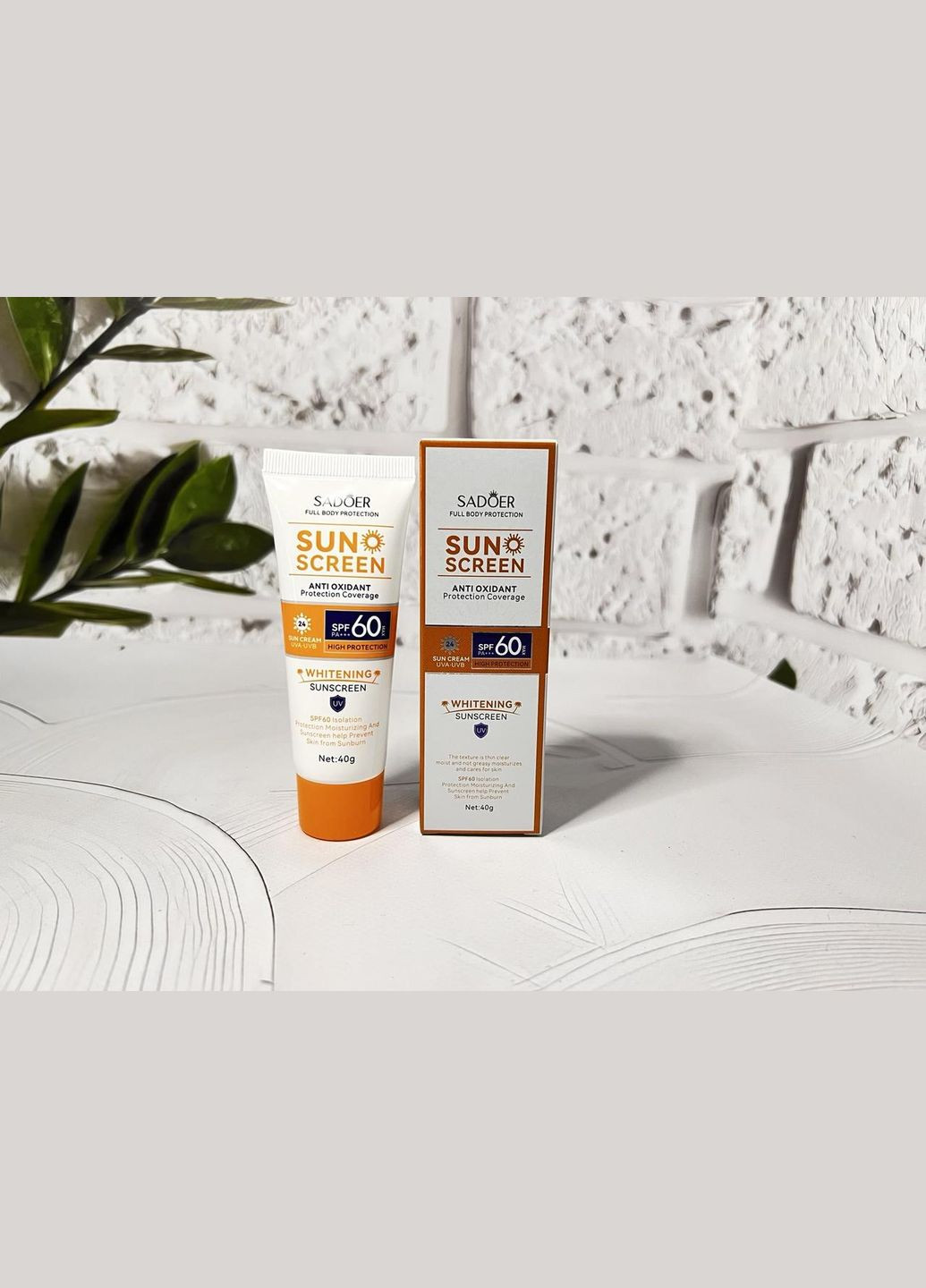 SADOER Сонцезахисний крем для обличчя та тіла Sun Crea SPF60 40г(ГШ) — Крем, Китай (347244610)
