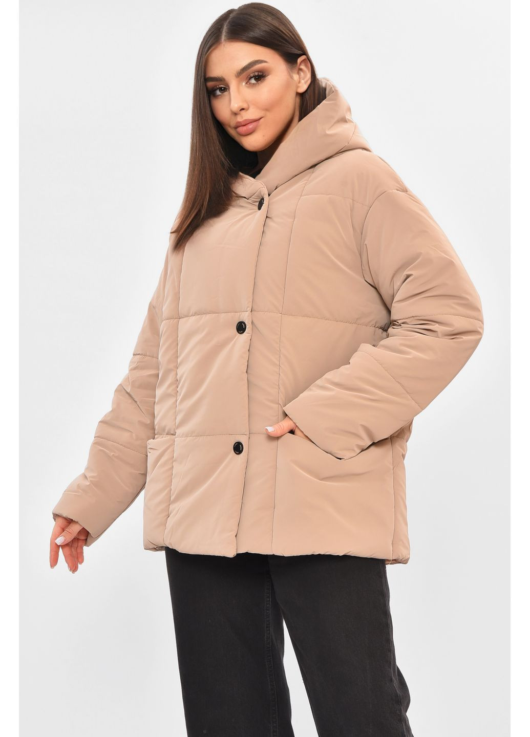 Бежева демісезонна куртка жіноча демісезонна бежевого кольору Let's Shop