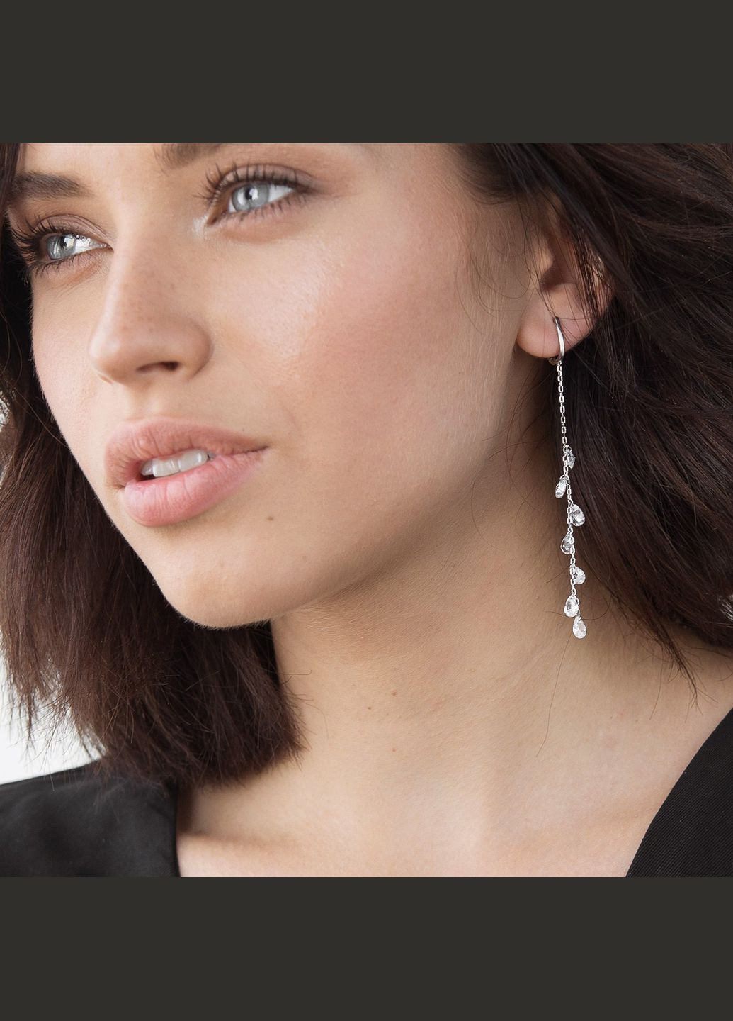 Срібні сережки на англійській застібці з фіанітами 122535 Oniks (264024416)