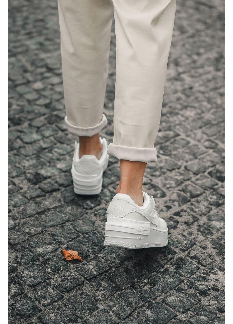 Белые демисезонные кроссовки мужские nike air force 1 shadow white найк аир форс 1 премиум No Brand