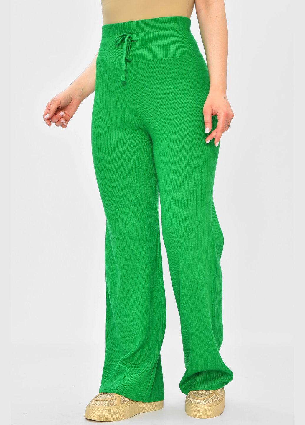 Штани жіночі однотонні зеленого кольору Let's Shop (331109629)