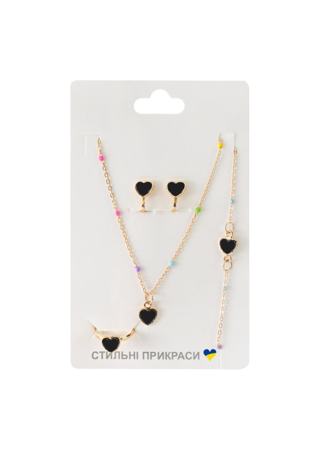 Набір дитячих прикрас: ланцюжок, серйоги, браслет і кільце в асортименті, 12 шт - No Brand B4354 (371927411)