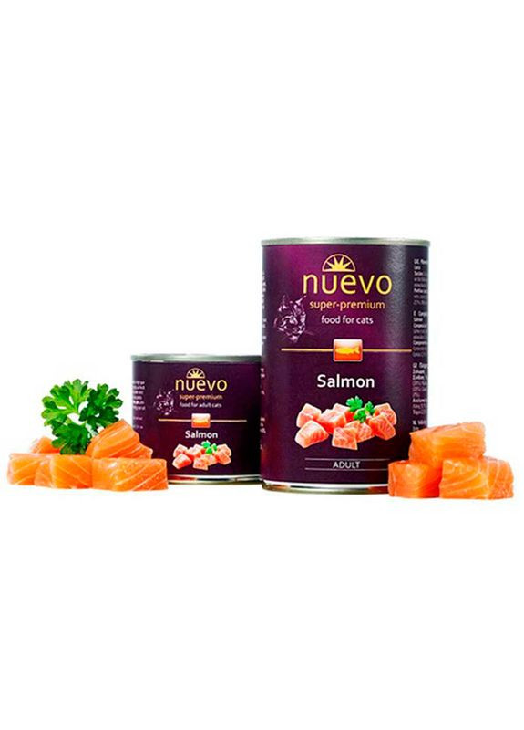 Консервированный корм с лососем для котов Adult Salmon - 200 г Nuevo (327069232)