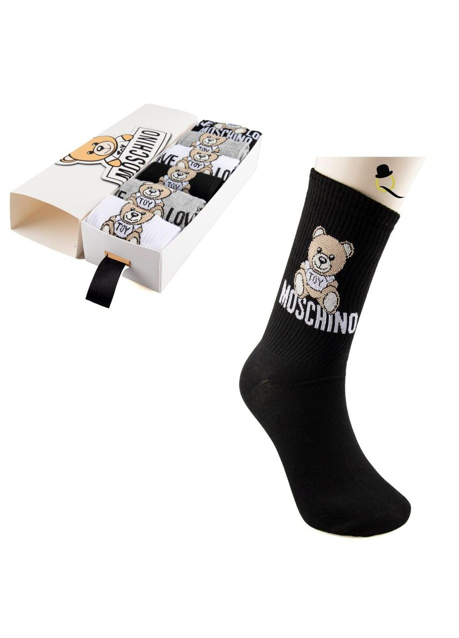 Подарочный набор носков Москино высокие в коробке 6 пар мужские 41-45 черные белые серые No Brand (365591840)