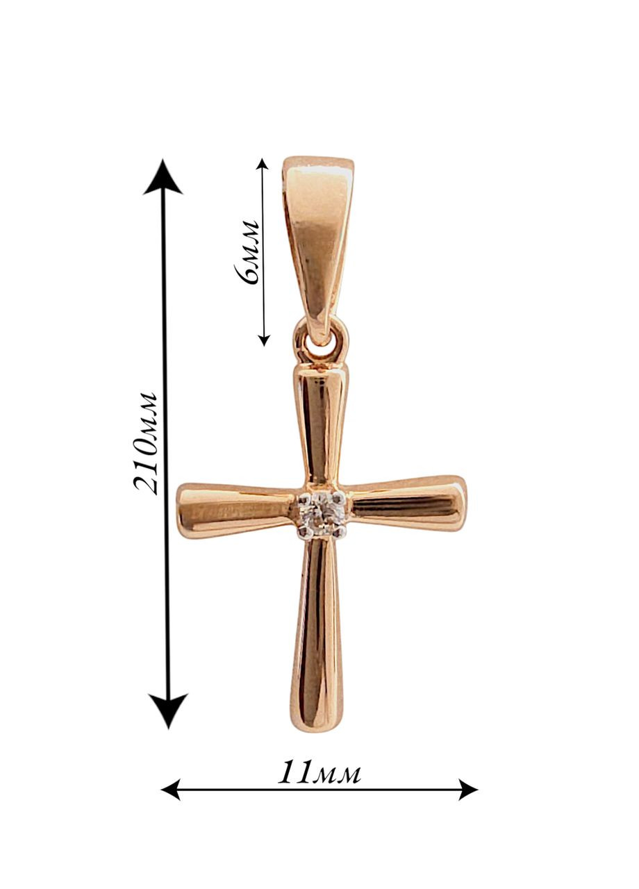 Золотий хрестик з діамантом, червоне золото 585 проби 3103596201-7п SOVA jewelry house (365268266)