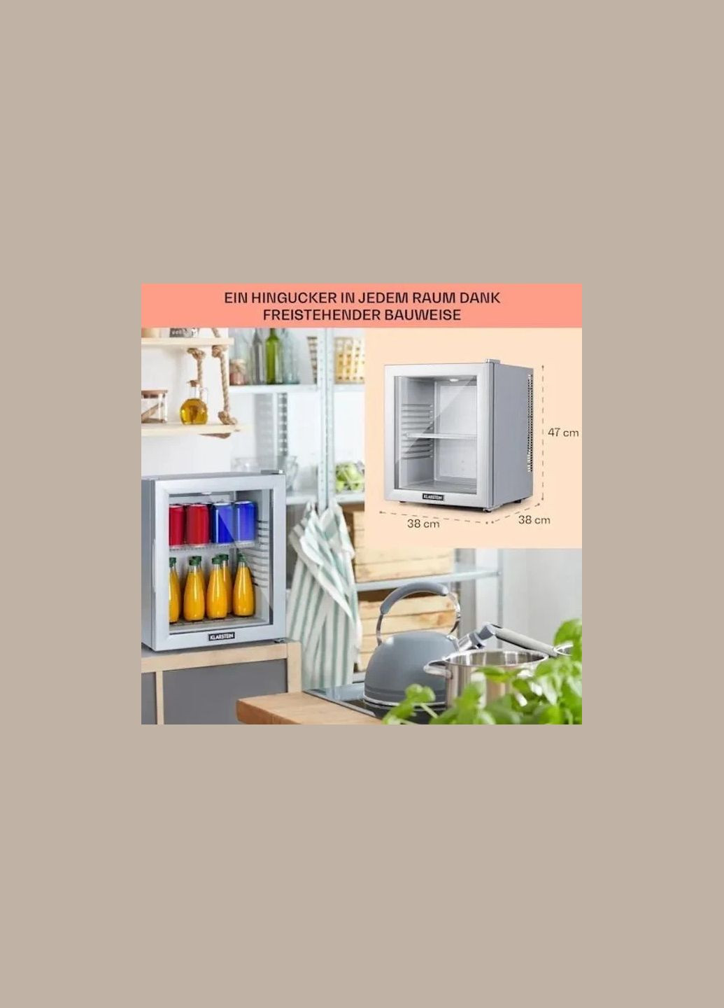 Холодильник вітрина Klarsten Brooklyn 24 Сірий (10035223) Klarstein (338194872)