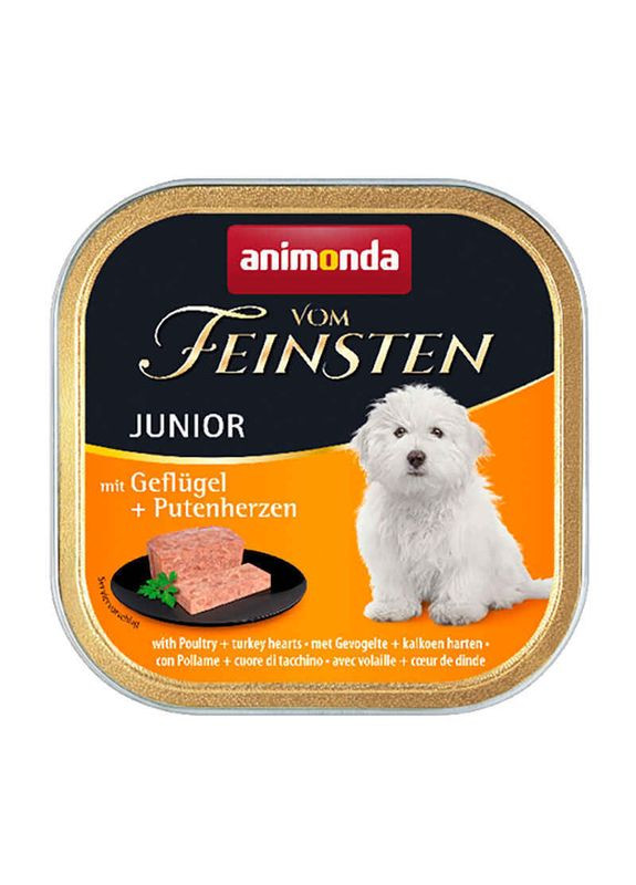 Влажный корм для щенков Vom Feinsten Junior Poultry+Turkey hearts 150г, с птицей и индейкой Animonda (292257301)