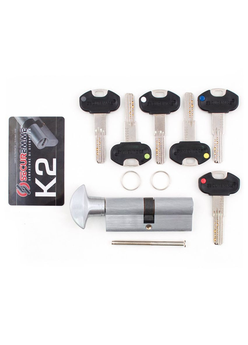 Циліндр 3200pcs45451x5 К2 45/45 мм 5кл +1 монтажний ключ/ручка мат.хром Securemme (322648214)