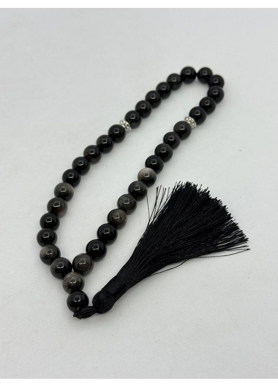 Чотки з обсидіану 32+10 см Чорний No Brand (372468121)