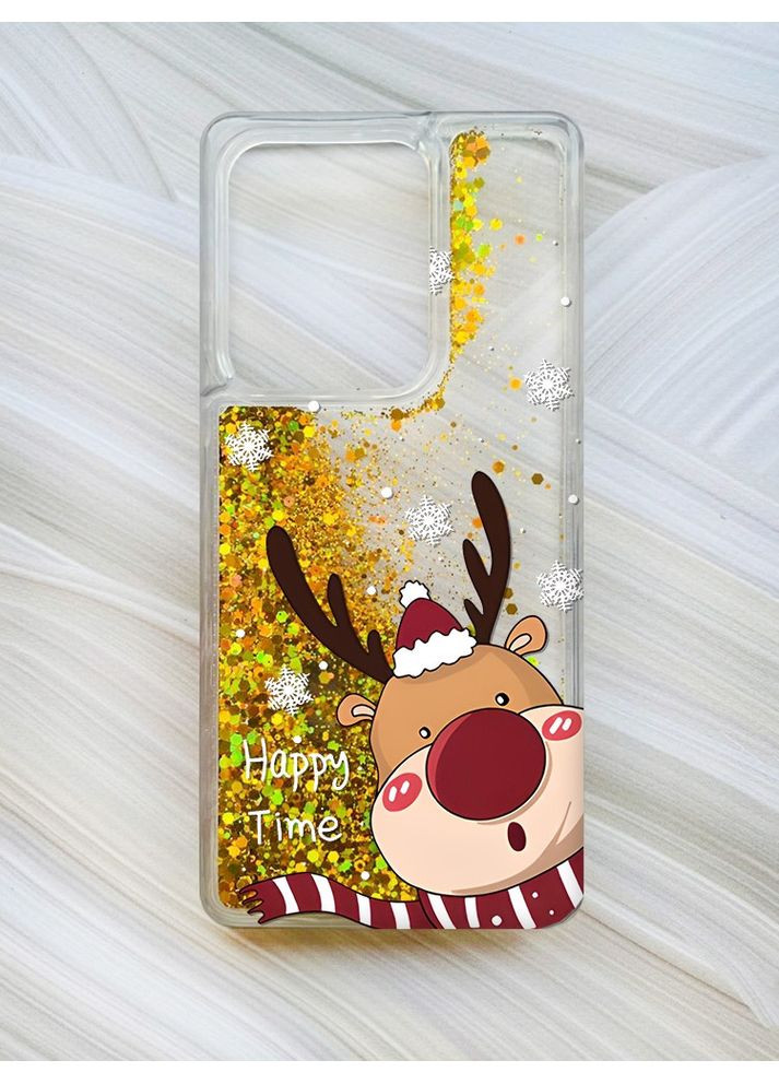 Чехол с плавающими золотыми блестками на Xiaomi Redmi 13C/Poco C65 Зимний оленёнок (принт 155) CASE CONTROL (362968854)