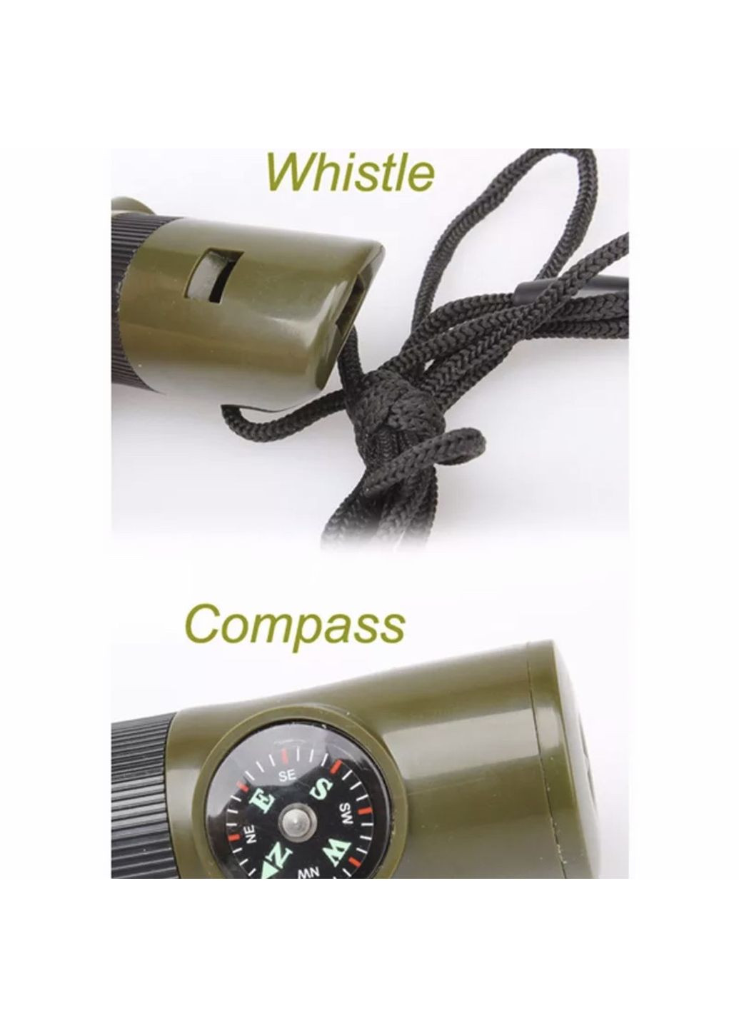 Функціональний свисток з ліхтариком, компасом, термометром "ArmyTools" (темно-зелений) China (366874718)
