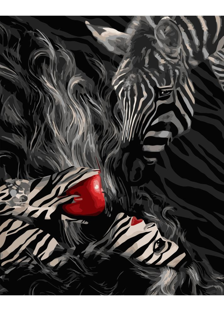 Картина по номерам «Девушка и зебра» см – творческий набор для рисования, предназначенный для отдыха. Strateg (369761468)