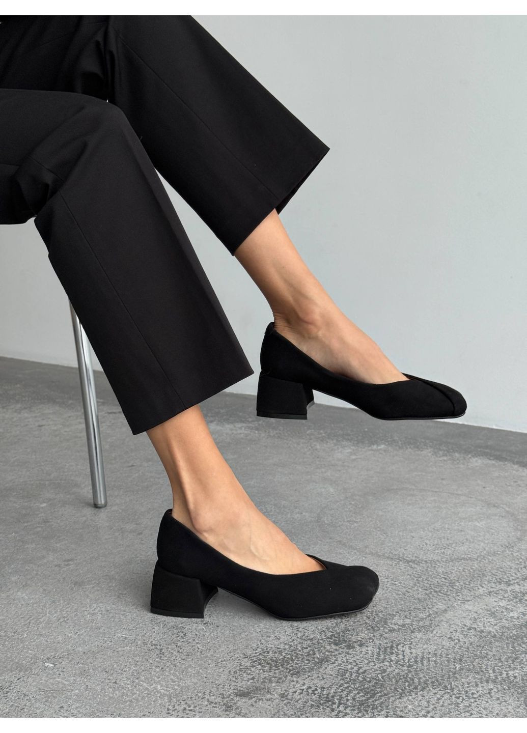 Helen Чорні туфлі чорний з натуральний велюр, україна — демісезон (368721545)