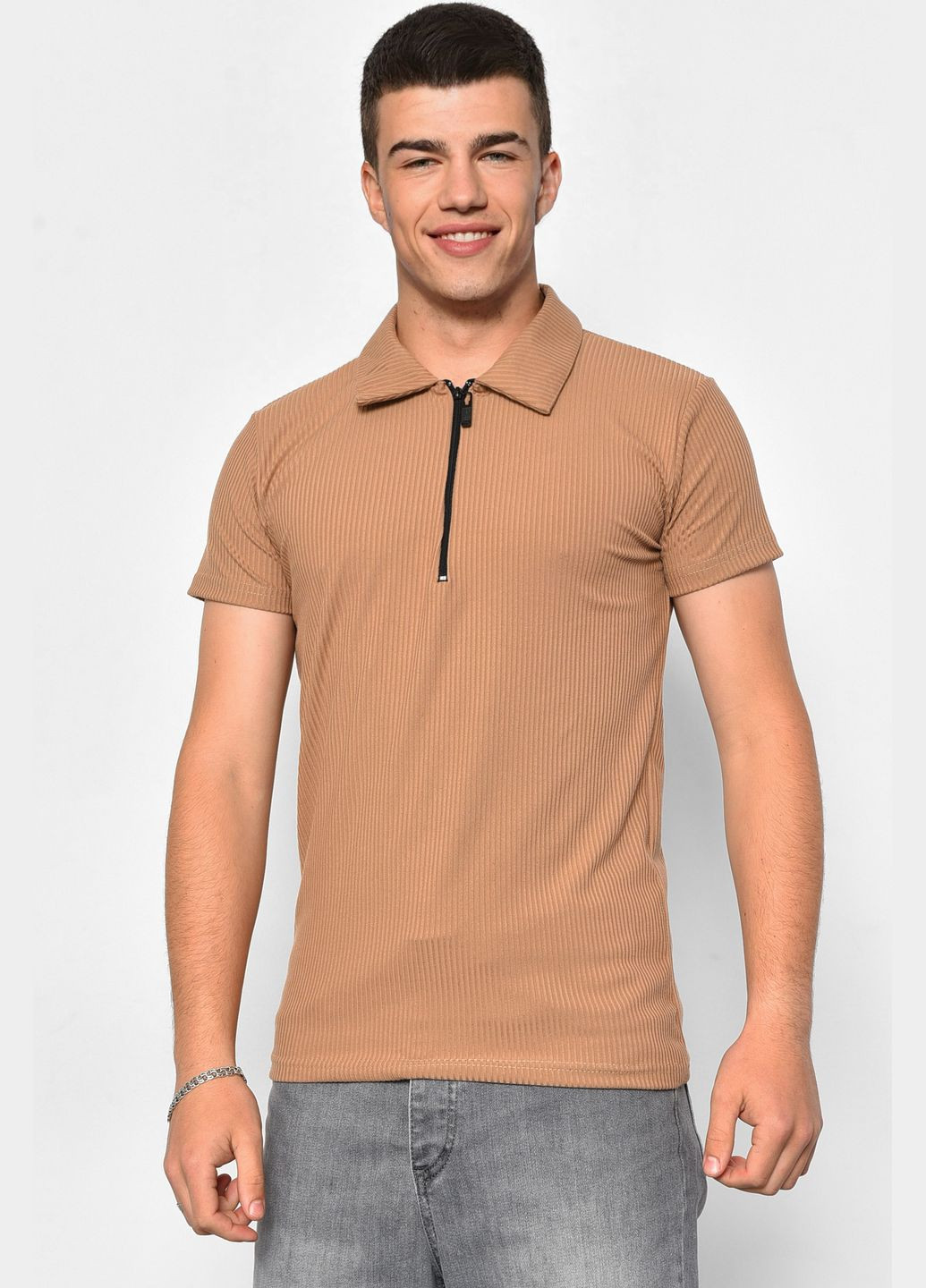 Коричневая футболка мужская поло цвета мокко Let's Shop