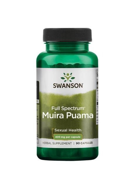 Муира Пуама для повышения энергии, Muira Puama Root, 400 мг, 90 капсул Swanson (366733815)