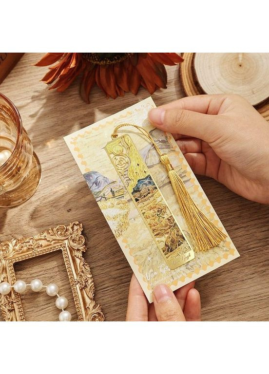 Закладки для книг з китицею, у дизайні Пшеничне поле з жайворонком, металева, аксесуари для книг No Brand (370290198)