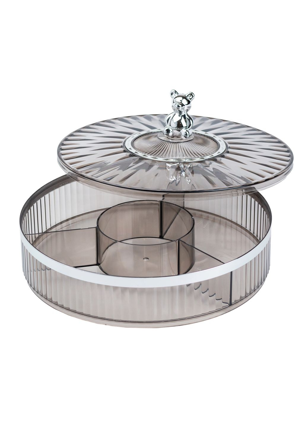 Цукерниця пластикова на 4 відділення діаметр 26 см, smoke gray TS Kitchen (328441012)