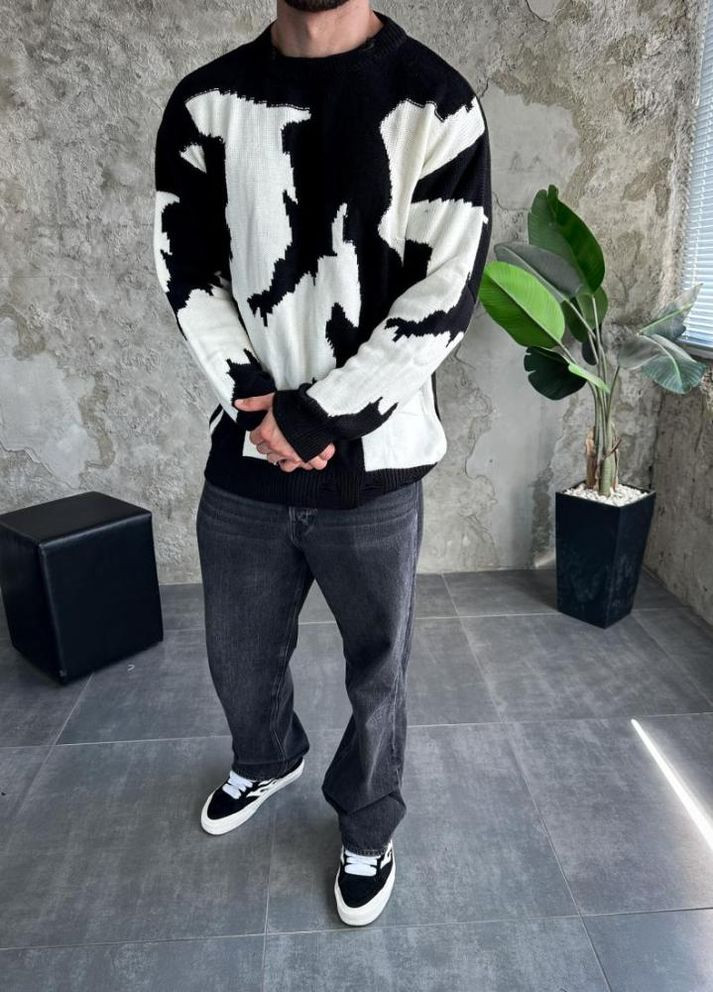 Чорний демісезонний светр чоловічий стильний модний осінь весна No Brand